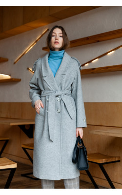 Серое пальто с погонами 20-200/У-874-130-3