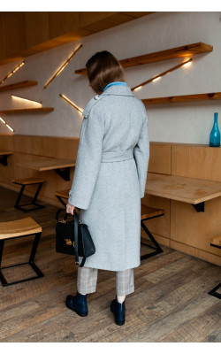 Серое пальто с погонами 20-200/У-874-130-3
