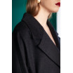 Чёрное двубортное пальто из шерсти 20-203-768-138
