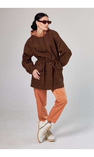 Пальто жіноче укорочене коричневого кольору