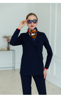 Синий жакет из костюмной ткани 30-238-815-116