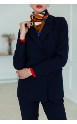 Синий жакет из костюмной ткани 30-238-815-116