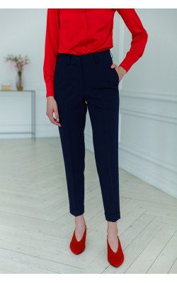 Синие брюки из костюмной ткани 30-238/1-815