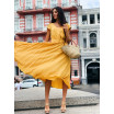 Желтое плиссированное платье 30-280-836