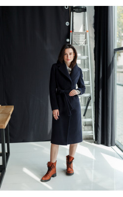 Базовое пальто темно-синего цвета 77-1103