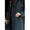 Темно-серое пальто с капюшоном 77-1107