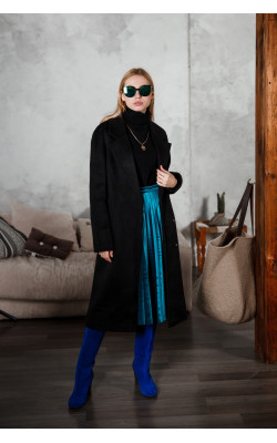 Чорне утеплене пальто 77-1120У-675-128-6