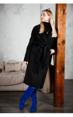 Чорне утеплене пальто 77-1120У-675-128-6