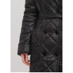 Черное удлиненное стеганое пальто с утеплителем