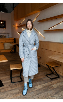 Стьобане пальто кольору олова  77-1132/У-759-128-6