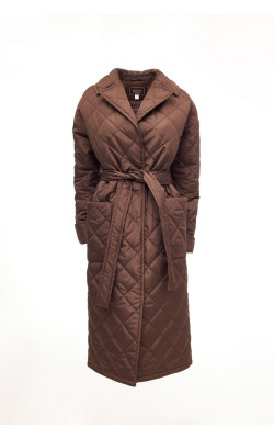Пальто жіноче шоколадного кольору стьобане