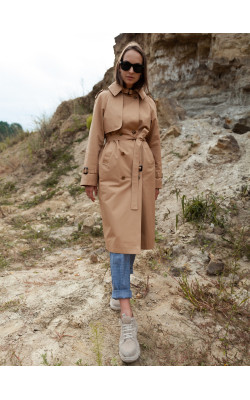 Базовий тренч кольору кемел прямого крою