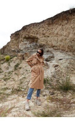 Базовий тренч кемел утеплений жилетом