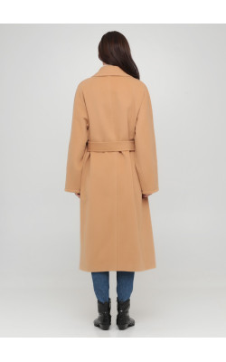 Світло-коричневе демісезонне пальто з поясом