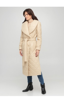 Зимове стьобане пальто бежевого кольору
