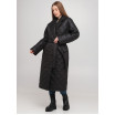 Базовое стеганое черное пальто с поясом
