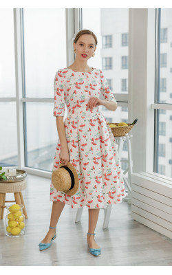 Плаття зі складками, принт калина 77-256-692