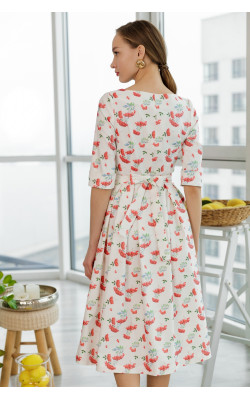 Плаття зі складками, принт калина 77-256-692