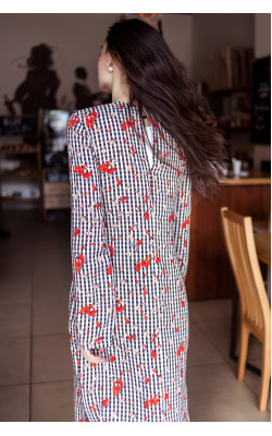 Платье цветы чб фоне 77-259