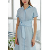 Голубое платье с длинным поясом 77-266-691