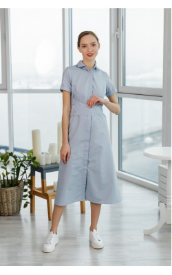 Сіра сукня-сорочка з поясом 77-266-696