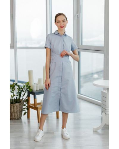 Сіра сукня-сорочка з поясом 77-266-696