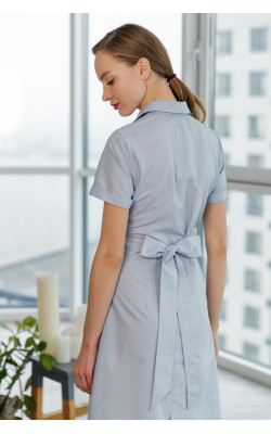 Сіра сукня-сорочка з поясом 77-266-696