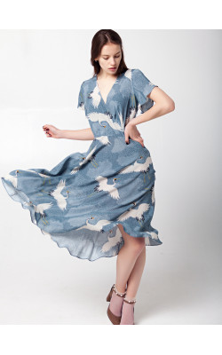 Платье отрезное по талии принт