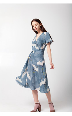 Платье отрезное по талии принт