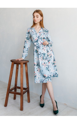 Платье на запах  принт цветы 77-280