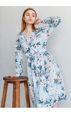 Платье на запах  принт цветы 77-280