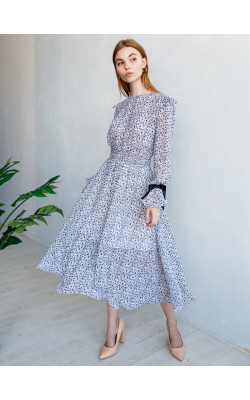 Легкое платье с завязками на рукавах 77-284