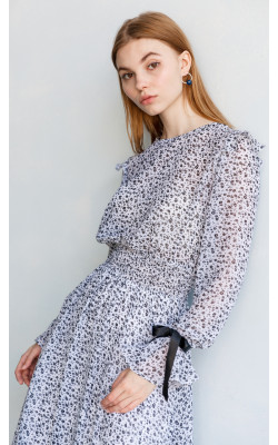 Легкое платье с завязками на рукавах 77-284