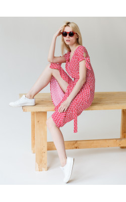 Платье-халат принт цветы с поясом  77-289-644