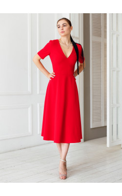 Красное платье трапеция на запах