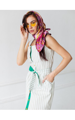 Сарафан в полоску с зеленой планкой