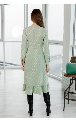 Сукня в горох з рюшею по низу 77-336