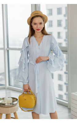 Блакитна сукня сорочкового типу 77-340-637