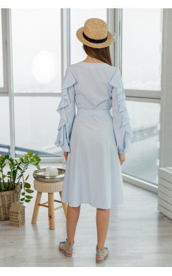 Блакитна сукня сорочкового типу 77-340-637