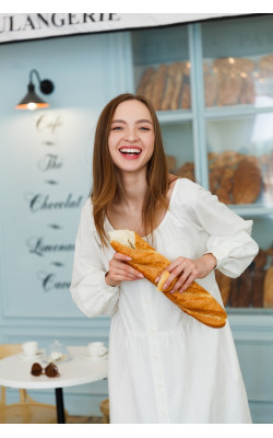 Льняное платье-халат в пол 77-348-709