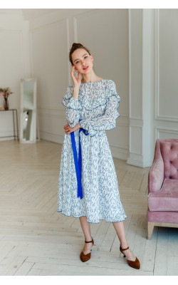 Сукня з рюшами на рукавах 77-355-708