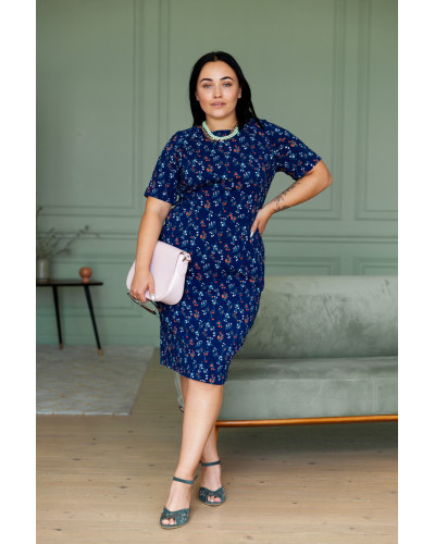 Синя сукня футляр з квітами 77-361-719 Синя сукня футляр з квітами 77-361-719