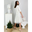 Біле плаття з поясом-баскою 77-394-676