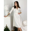 Белое платье с поясом-баской 77-394-676