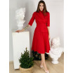 Красное платье с поясом-баской 77-394-767