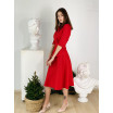 Червона сукня з поясом-баскою 77-394-767