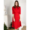 Красное платье с поясом-баской 77-394-830