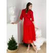 Червона сукня з поясом-баскою 77-394-830