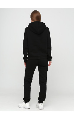 Базовый черный трикотажный свитшот на флисе