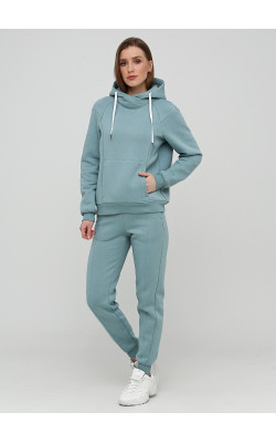 Утеплене худі м'ятного відтінку з кишенею